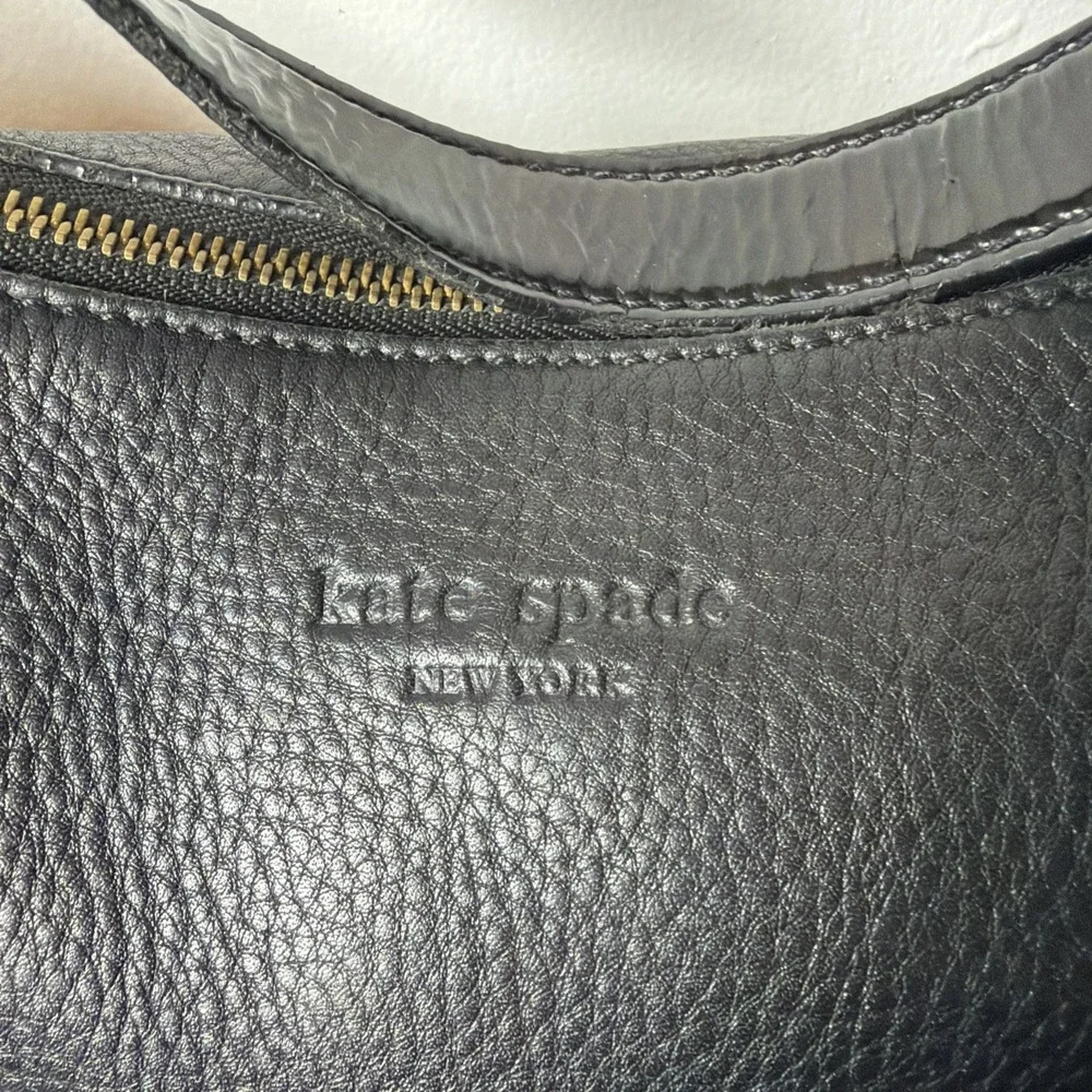 Vintage Kate Spade Shoulder Bag Black Genuine Leather Purse Patent Leather
